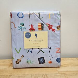 NEW Pottery Barn Kids Alphabet Soup KING Duvet Cover ABC Printed Bedding COTTON